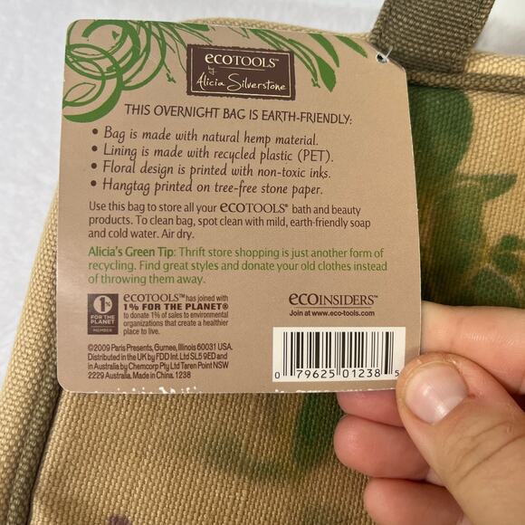 NWT Ecotools Alicia Silverstone 2009 Limited Edition Travel Bag Floral Granola - Picture 8 of 11